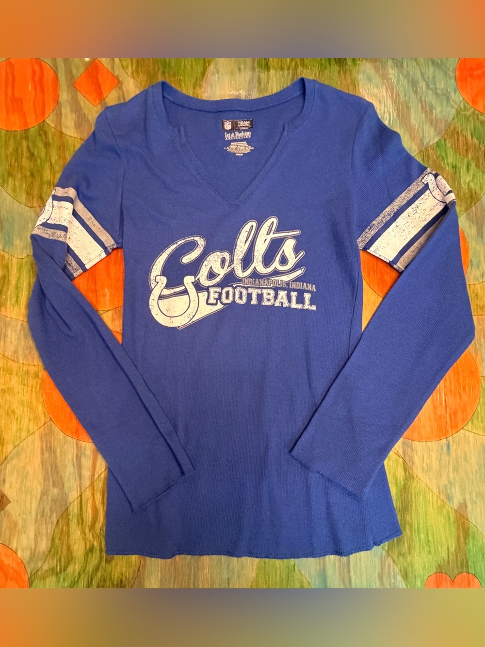 NFL Team Apparel Womens Longsleeve Indianapolis Colts Blue T Shirt S Stretchy V